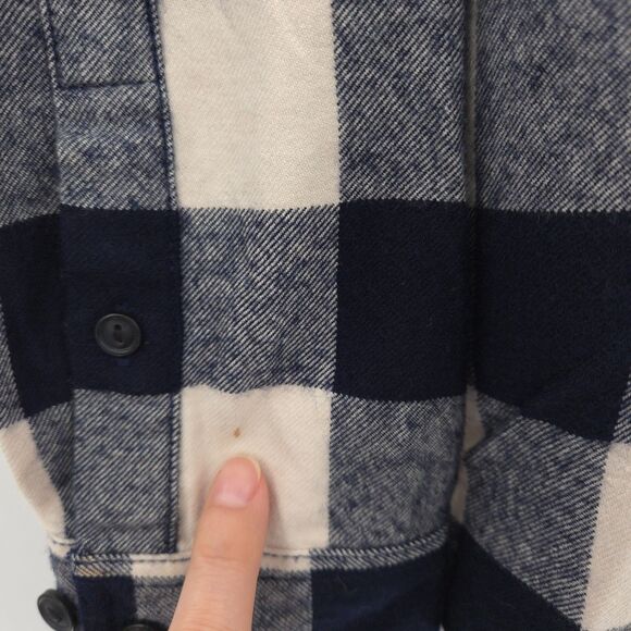 J. Crew wool blend buffalo plaid half zip shacket pullover Size S navy outdoor - Picture 5 of 10